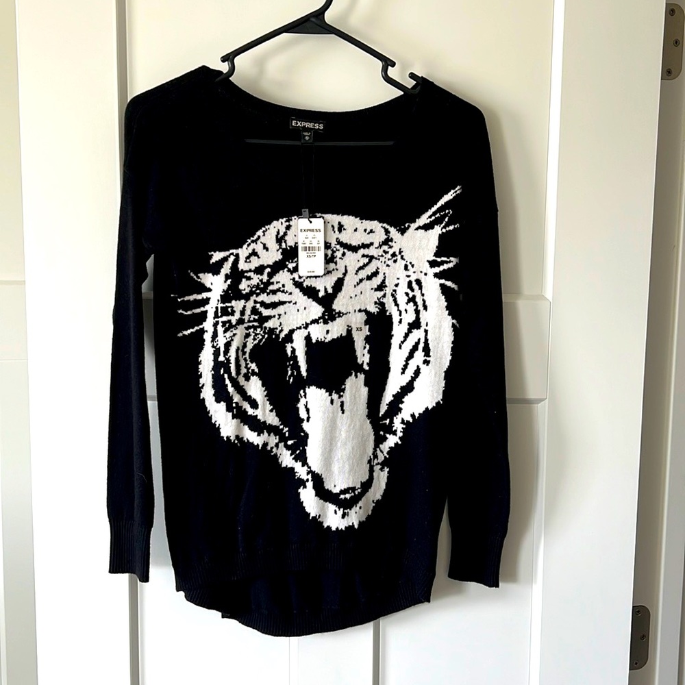 Express graphic sweater. Black and white. Size XS. NWT.